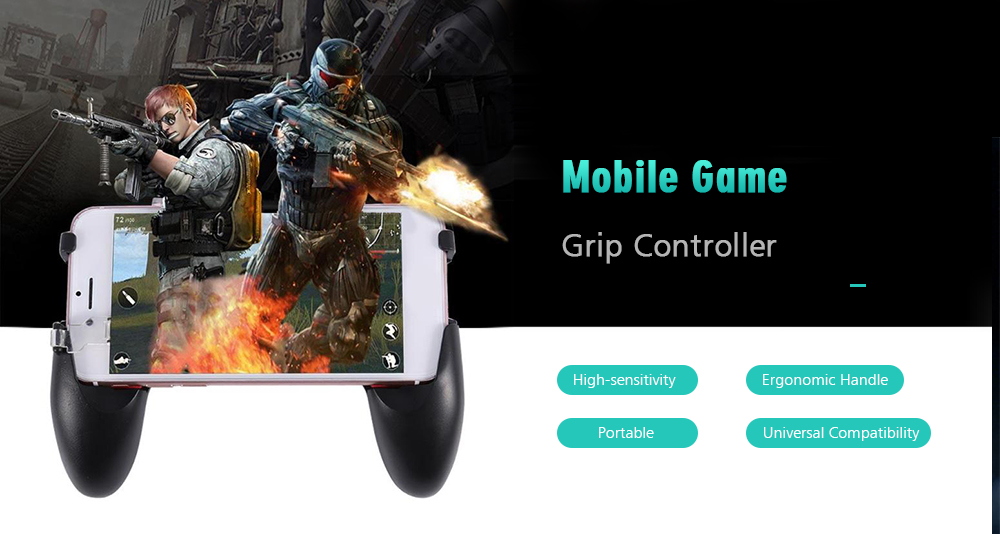 L1R1 Trigger with Mobile Game Handle Grip Controller Physical Aim Buttons Joysticks for PUBG- Black L1R1 Trigger with Mobile Game Handle Grip Controller Physical Aim Buttons Joysticks for PUBG- Black