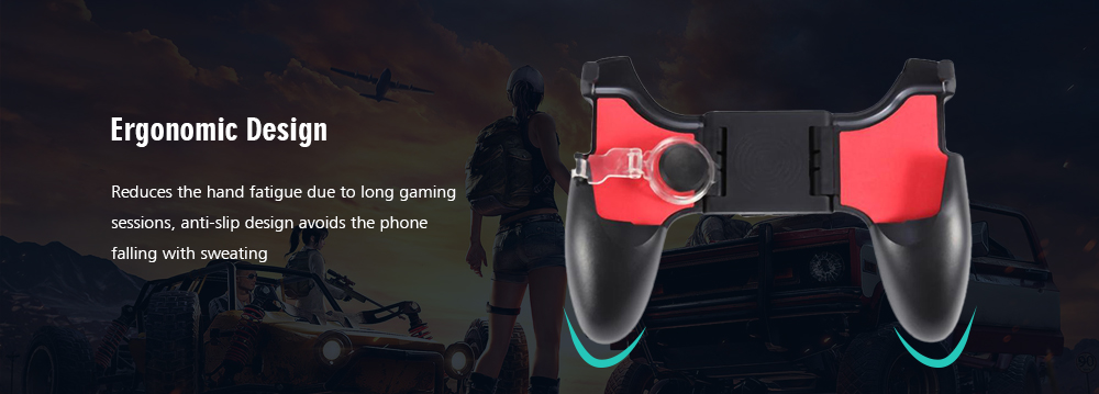L1R1 Trigger with Mobile Game Handle Grip Controller Physical Aim Buttons Joysticks for PUBG- Black L1R1 Trigger with Mobile Game Handle Grip Controller Physical Aim Buttons Joysticks for PUBG- Black
