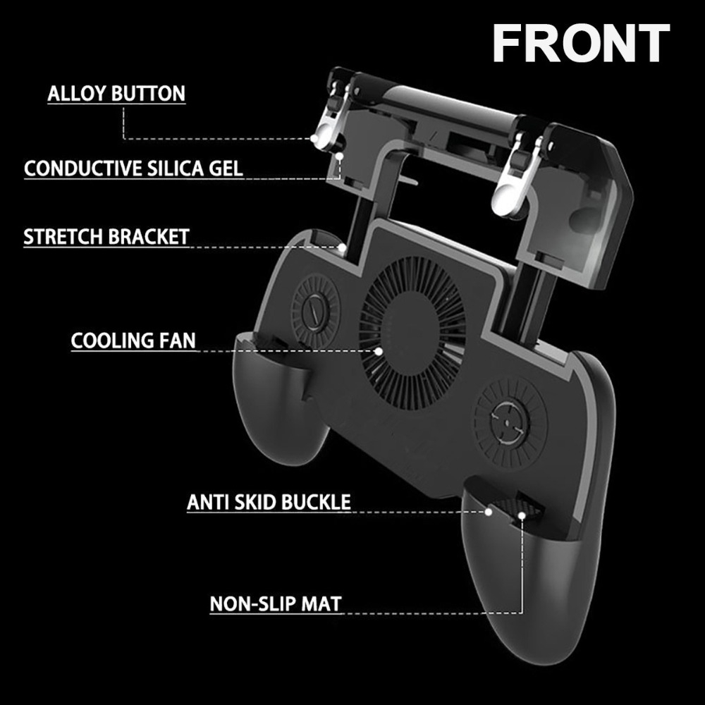 Mobile Game Cooling Fan 4000mAh Battery Trigger Fire Button L1R1 Controller- Black Mobile Game Cooling Fan 4000mAh Battery Trigger Fire Button L1R1 Controller- Black