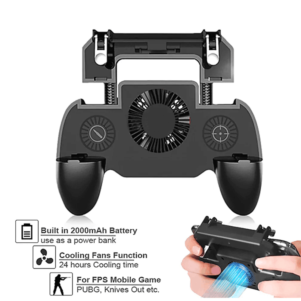 Mobile Game Cooling Fan 4000mAh Battery Trigger Fire Button L1R1 Controller- Black Mobile Game Cooling Fan 4000mAh Battery Trigger Fire Button L1R1 Controller- Black