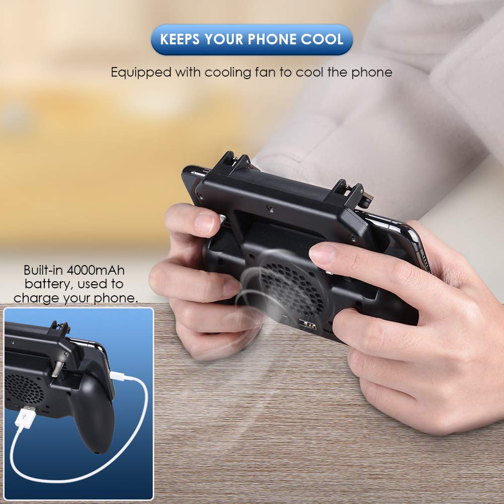 Mobile Game Cooling Fan 4000mAh Battery Trigger Fire Button L1R1 Controller- Black Mobile Game Cooling Fan 4000mAh Battery Trigger Fire Button L1R1 Controller- Black