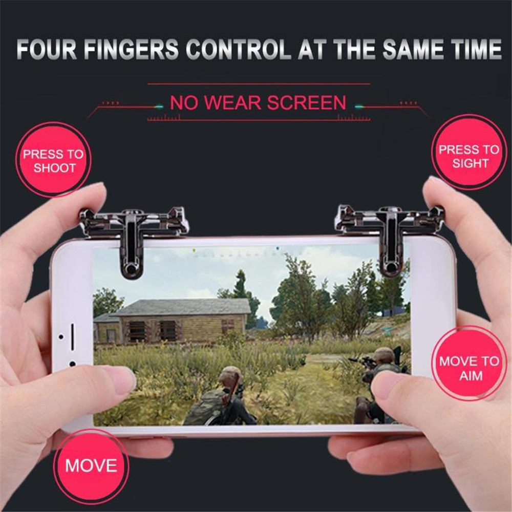 2 PCS Mobile Game Controller D2 L1R1- Black 2 PCS Mobile Game Controller D2 L1R1- Black