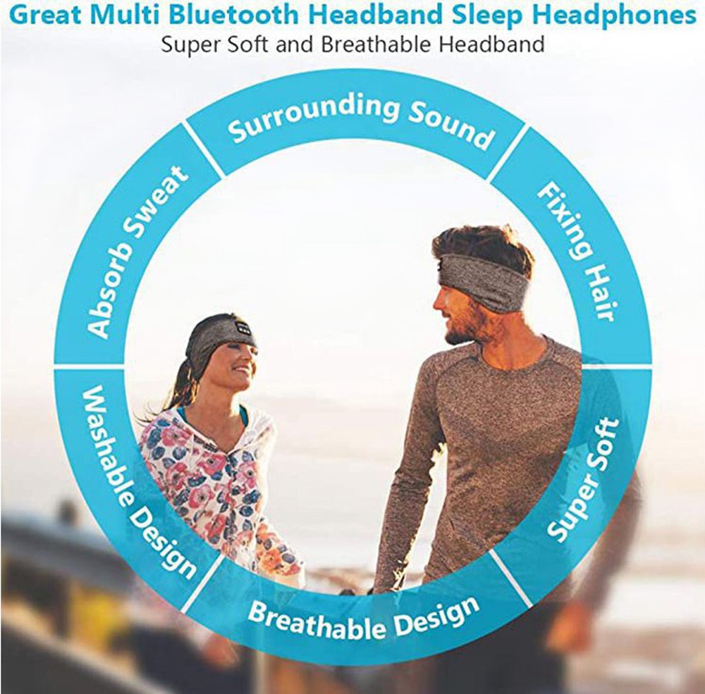 Wireless Bluetooth Headphones Sports Headband - Black