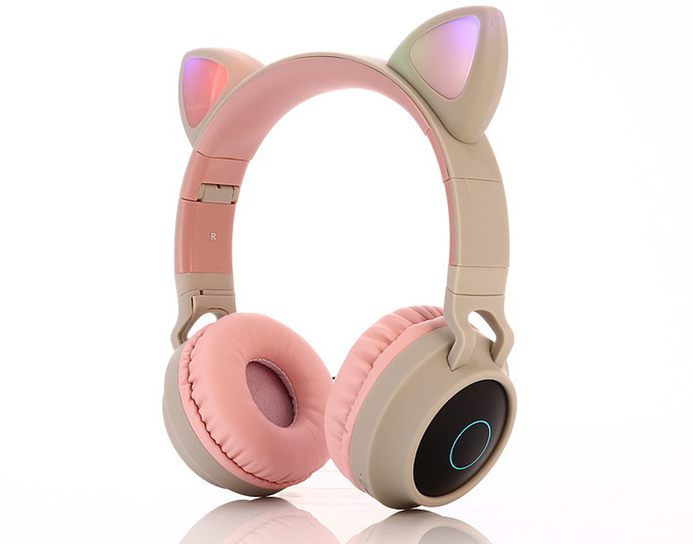 BT-028C Light-emitting Cartoon Cat Ears Girl Headset Wireless Bluetooth Headphone - Blue