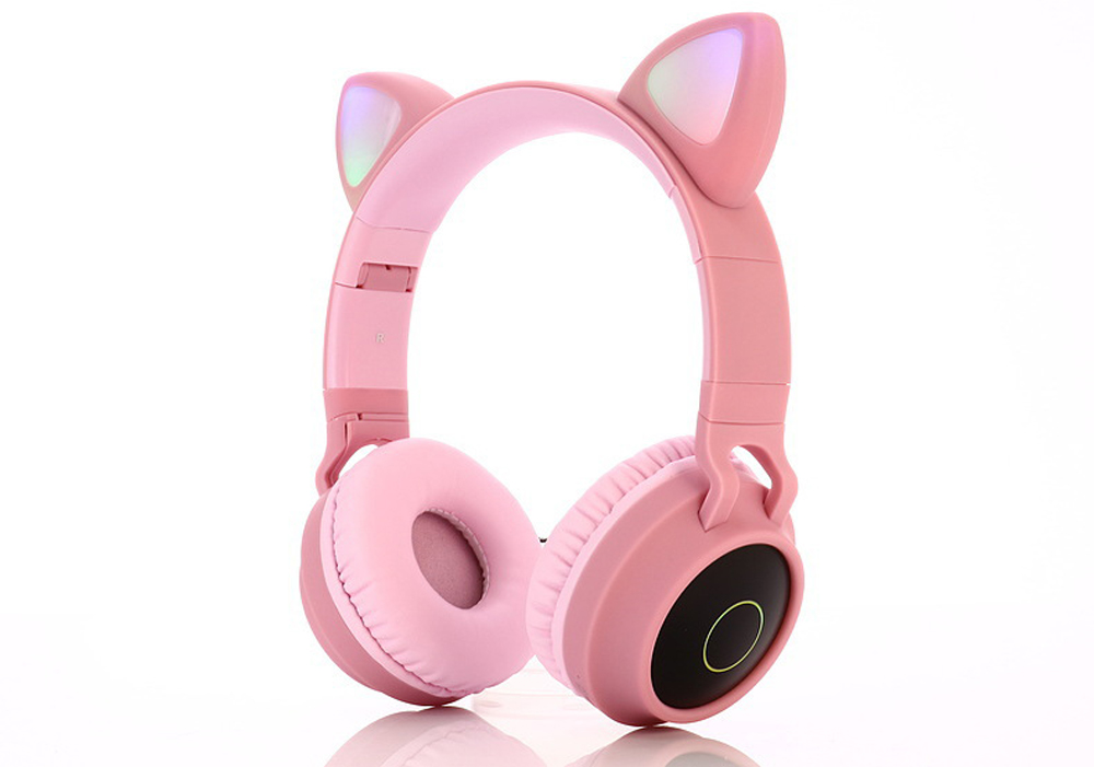 BT-028C Light-emitting Cartoon Cat Ears Girl Headset Wireless Bluetooth Headphone - Blue