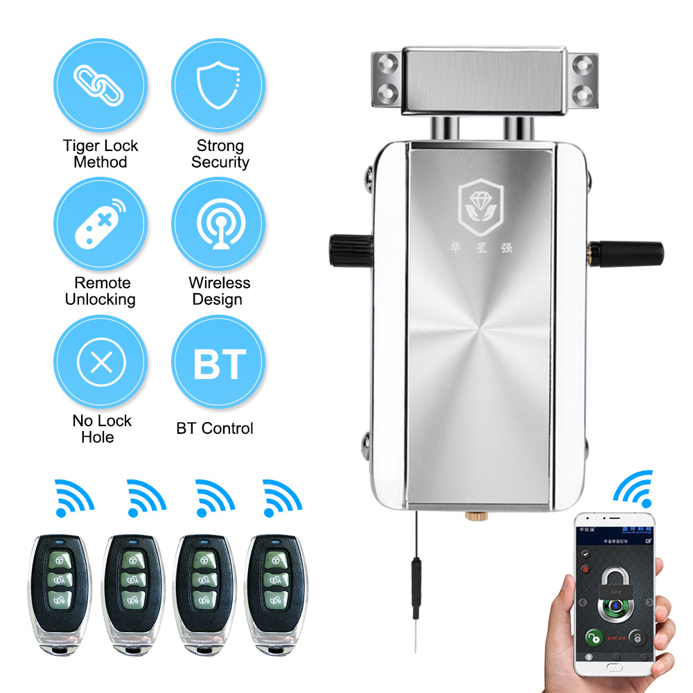 HXQ910 Intelligent Home Electric Remote Control Door Lock Mechanical Anti-Theft - Silver 1pc HXQ910 Intelligent Home Electric Remote Control Door Lock Mechanical Anti-Theft - Silver 1pc