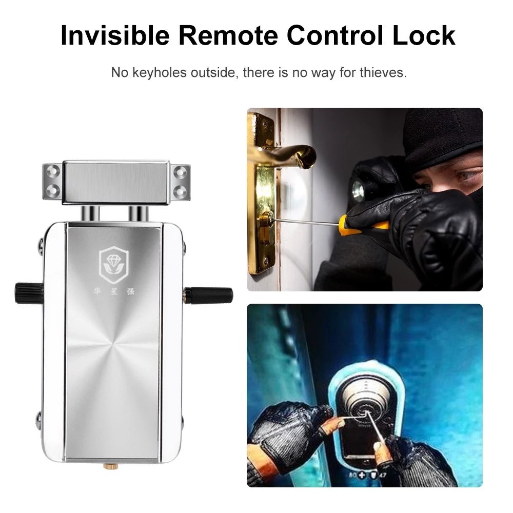 HXQ910 Intelligent Home Electric Remote Control Door Lock Mechanical Anti-Theft - Silver 1pc HXQ910 Intelligent Home Electric Remote Control Door Lock Mechanical Anti-Theft - Silver 1pc