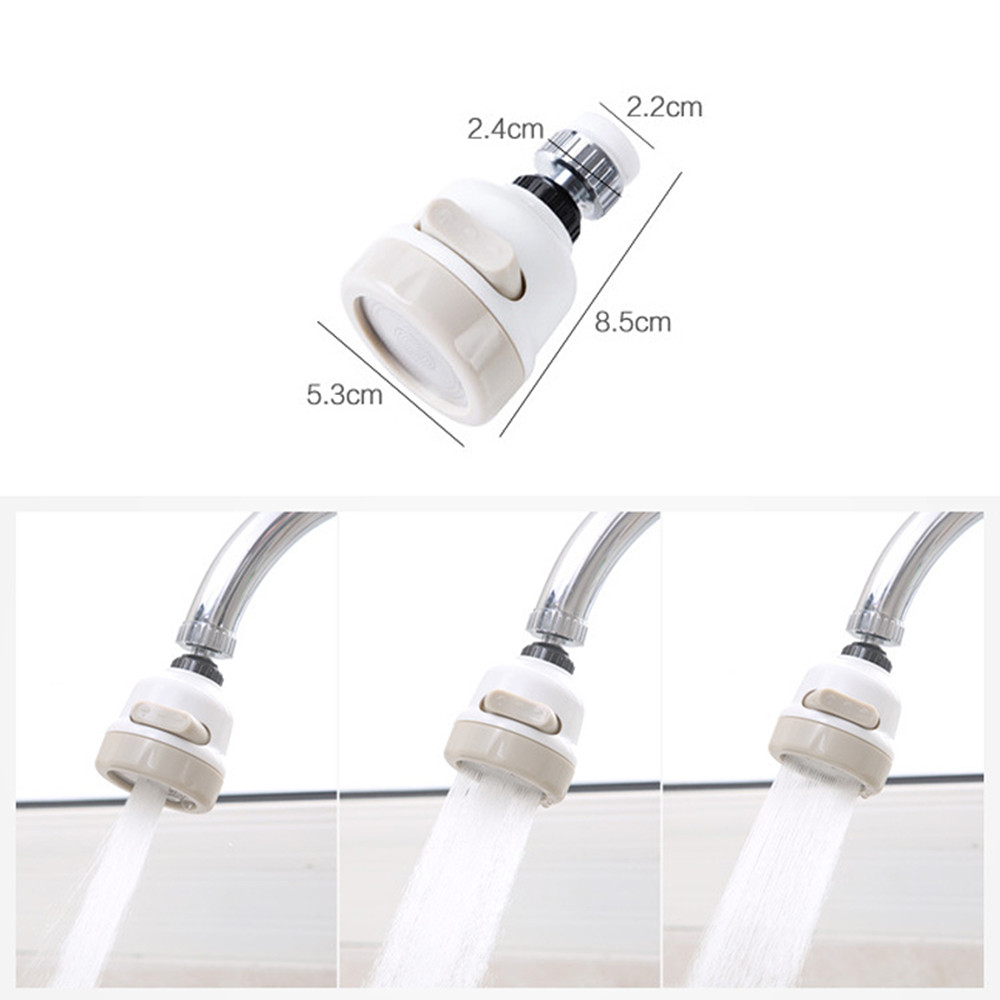 360 Rotate 3 Level Adjustable Saving Kitchen Shower Faucet Accessories - Silver