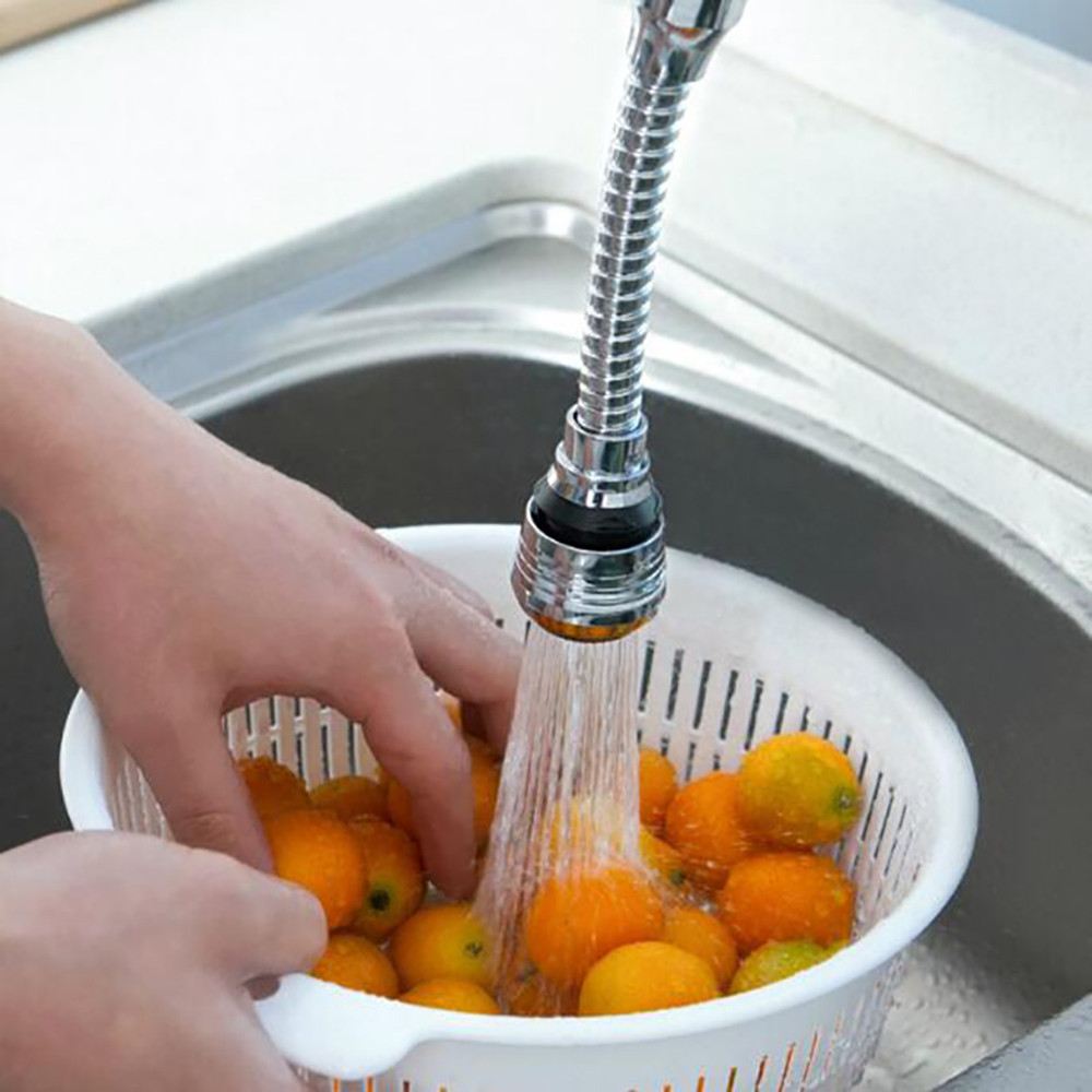 360 Rotate 3 Level Adjustable Saving Kitchen Shower Faucet Accessories - Silver