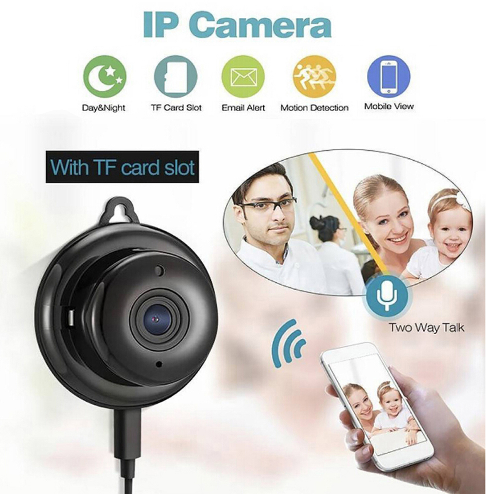 V380 Mini Monitor HD Night Vision IP Camera - Black UK Plug