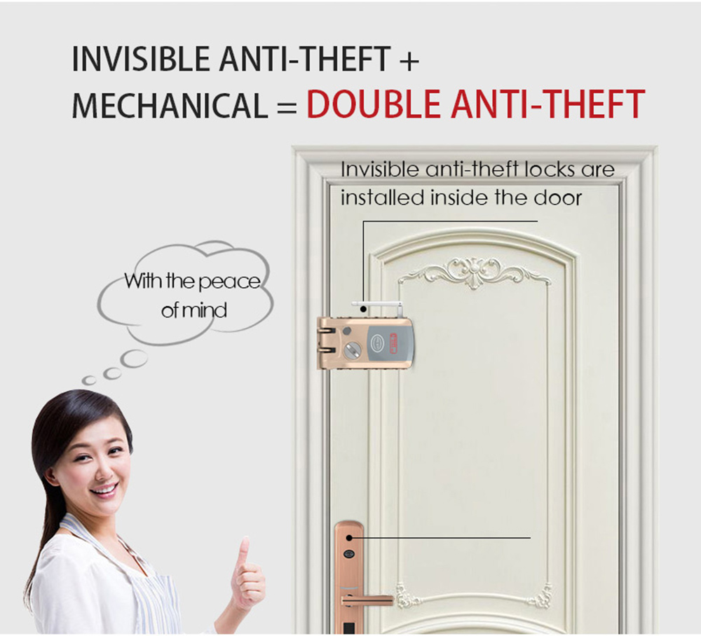 HXQ920 Wireless Smart Electronic Door Lock APP Phone Control Remote Control Invisible Lock Home Security - Champagne Gold HXQ920 Wireless Smart Electronic Door Lock APP Phone Control Remote Control Invisible Lock Home Security - Champagne Gold