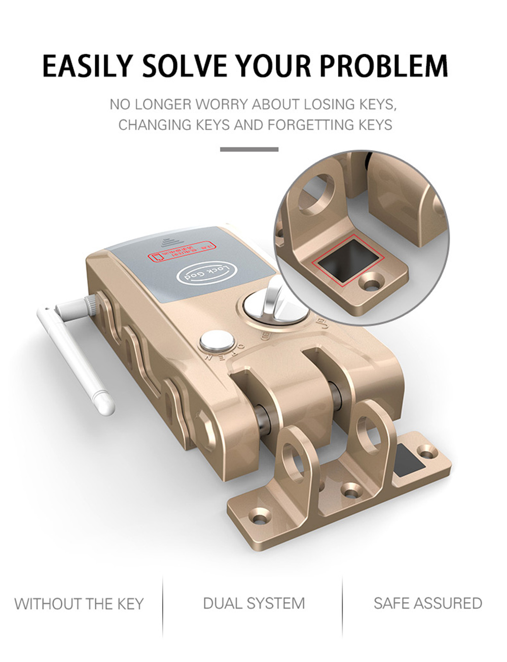 HXQ920 Wireless Smart Electronic Door Lock APP Phone Control Remote Control Invisible Lock Home Security - Champagne Gold HXQ920 Wireless Smart Electronic Door Lock APP Phone Control Remote Control Invisible Lock Home Security - Champagne Gold