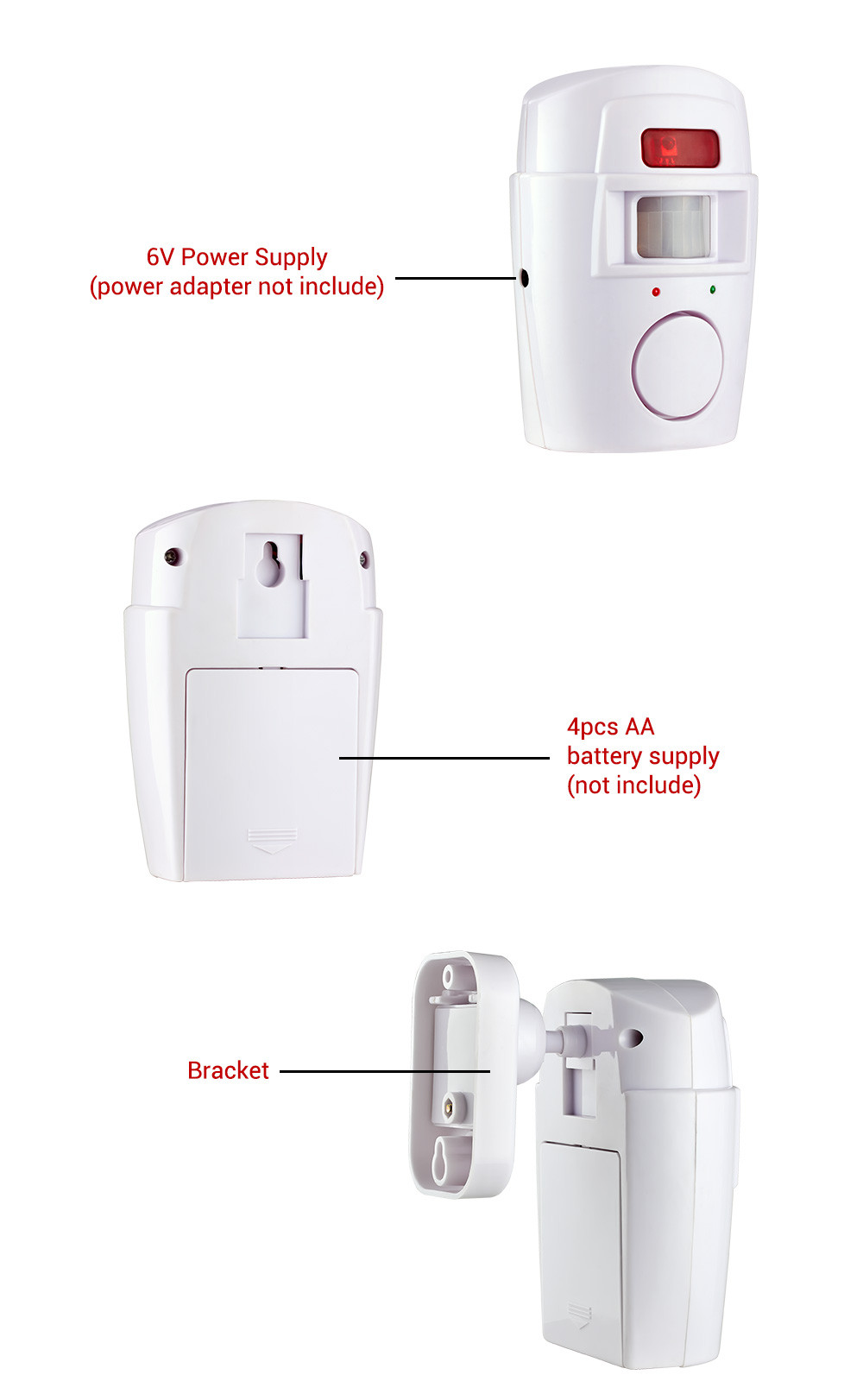 Portable IR Wireless Motion Sensor Remote Home Security Burglar Alarm System - White Portable IR Wireless Motion Sensor Remote Home Security Burglar Alarm System - White